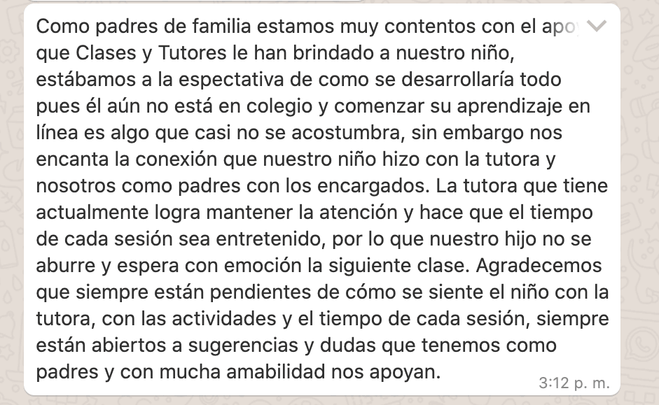 Opinión de un padre de familia enviada por WhatsApp