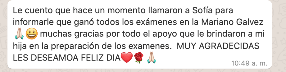 Opinión de un padre de familia enviada por WhatsApp