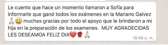 Opinión de un padre de familia enviada por WhatsApp